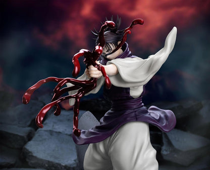 Animated character with a red weapon against a dark, smoky background JUJUTSU KAISEN Choso Authentic SEGA Luminasta Prize Figure – Shibuya Incident Arc Piercing Blood Edition Concrete Rubble Base Statue closeup
