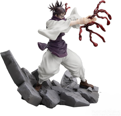 Figurine of a character in a dynamic pose with a red object on a rocky platform JUJUTSU KAISEN Choso Authentic SEGA Luminasta Prize Figure – Shibuya Incident Arc Piercing Blood Edition Concrete Rubble Base Statue