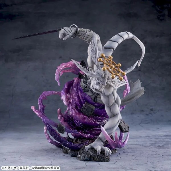 Detailed figurine with a weapon on a dark background, featuring the brand 'TOKYO TRESURES'. JUJUTSU KAISEN Eight-Handled Sword Divergent Sila Divine General Mahoraga Authentic SEGA FIGURIZMα Prize Figure – Ultimate Adaptation Beast Statue