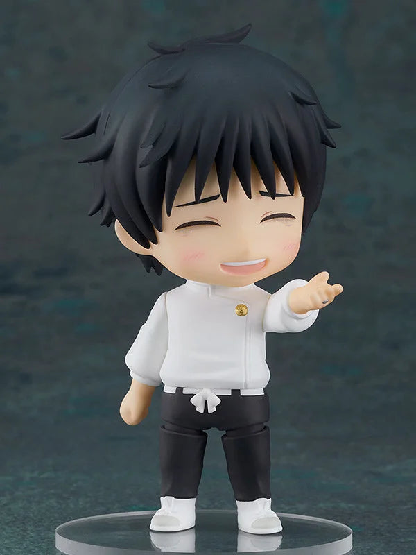 Small figurine of a character with black hair and white outfit on a dark background Jujutsu Kaisen 0 Nendoroid No. 1766 Yuta Okkotsu Authentic 10cm Chibi Action Figure – Special Grade Prequel Protagonist Edition 
