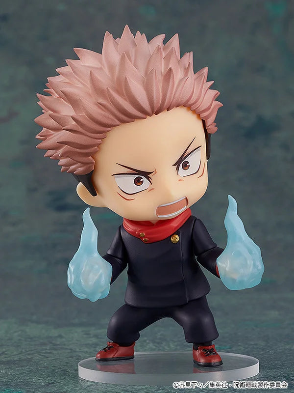 Action figure with spiky hair and blue energy effects on a dark background Jujutsu Kaisen 0 Nendoroid No. 1834 Satoru Gojo Authentic 10cm Chibi Action Figure – Movie Prequel White Bandage Edition