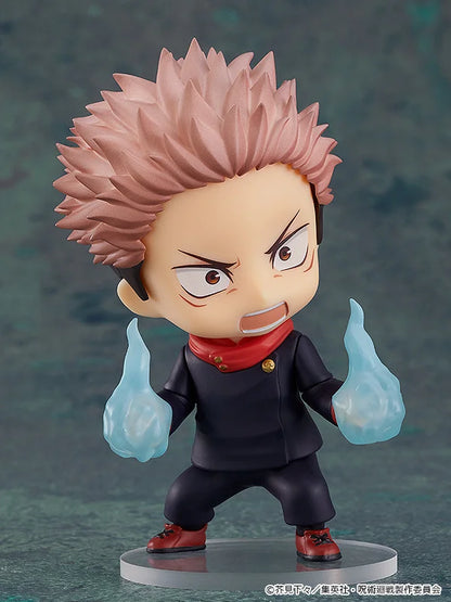 Action figure with spiky hair and blue energy effects on a dark background Jujutsu Kaisen 0 Nendoroid No. 1834 Satoru Gojo Authentic 10cm Chibi Action Figure – Movie Prequel White Bandage Edition