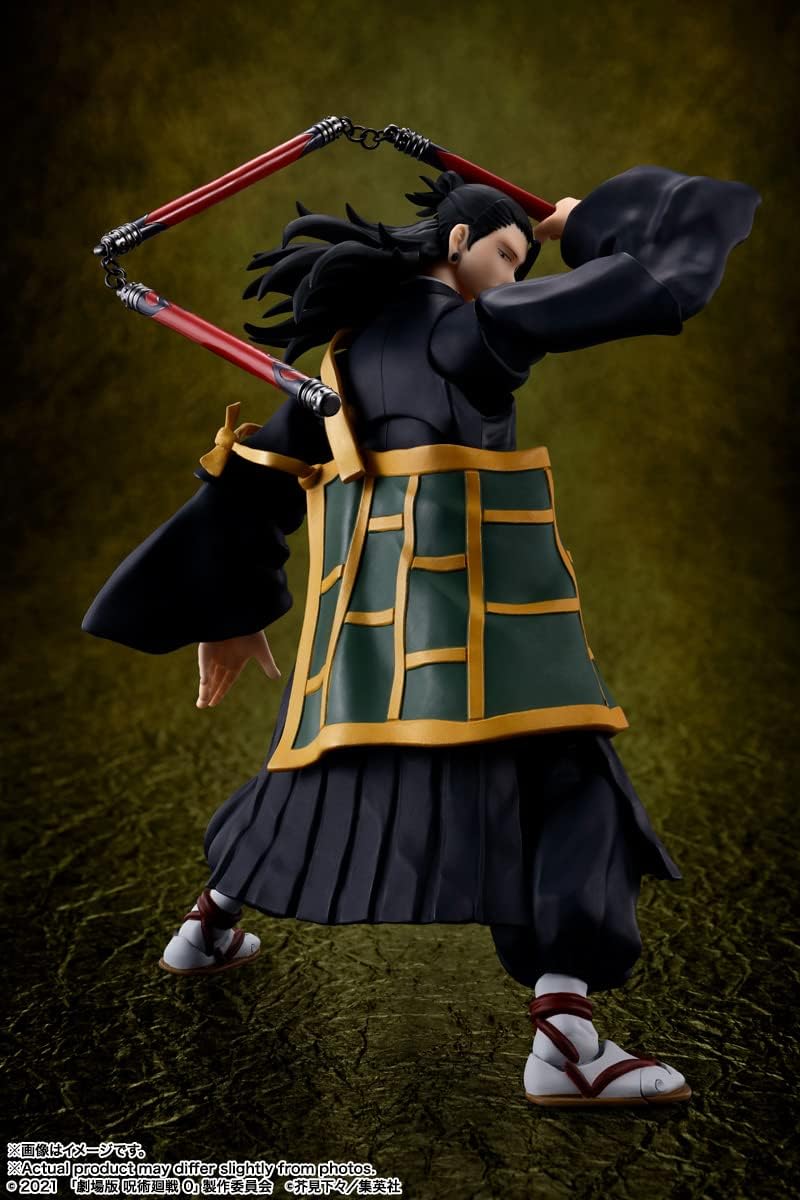 Figurine of a warrior in traditional attire with weapons on a dark background Jujutsu Kaisen 0: The Movie S.H.Figuarts Suguru Geto Authentic 16cm Articulated Action Figure – Special Grade Curse User Edition