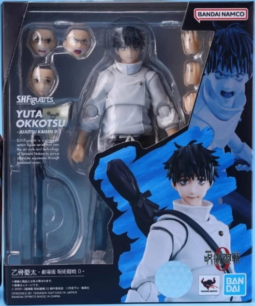 BANDAI NAMCO Sh Figuarts Yuta Okkotsu - Burst of Passion 3.5 figure in its original window box packaging, featuring the action figure, interchangeable heads, and accessories. Jujutsu Kaisen 0: The Movie S.H.Figuarts Yuta Okkotsu Authentic 15cm Articulated Action Figure – Prequel Special Grade Edition box