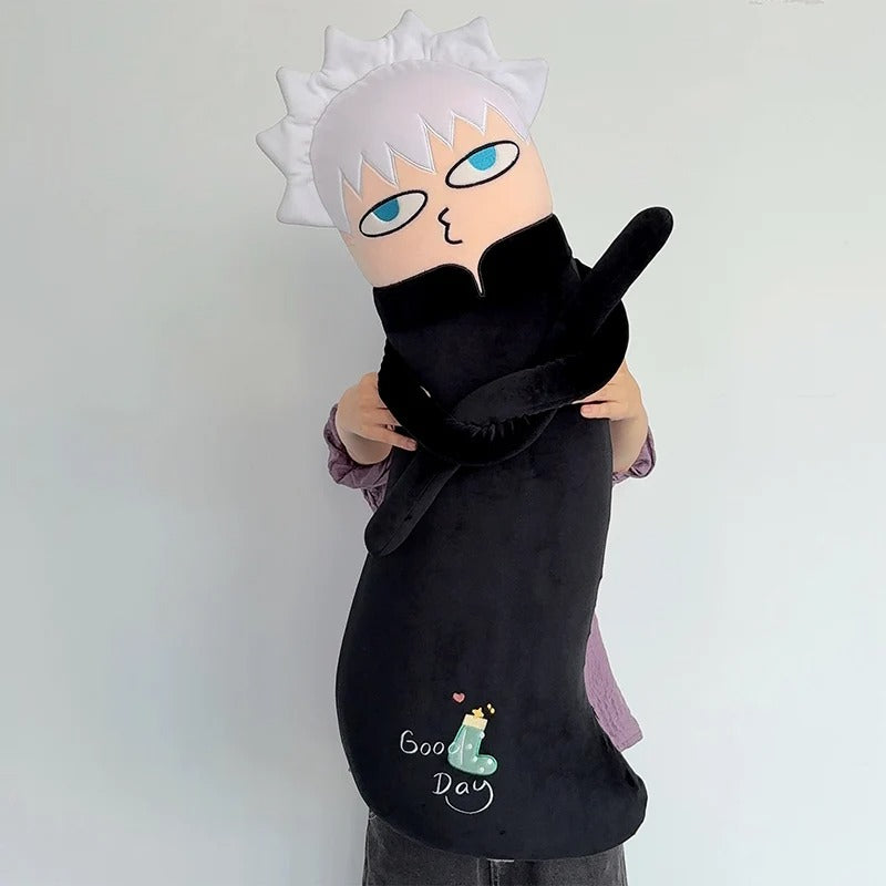 Plush toy with a character wearing a black outfit and white headband on a plain background Jujutsu Kaisen Cute Derpy 100cm Huggable Memory Foam Body Pillow – Gojo Satoru, Geto Suguru & Itadori Yuuji Ultra-Soft Ergonomic Cuddle Companion Series