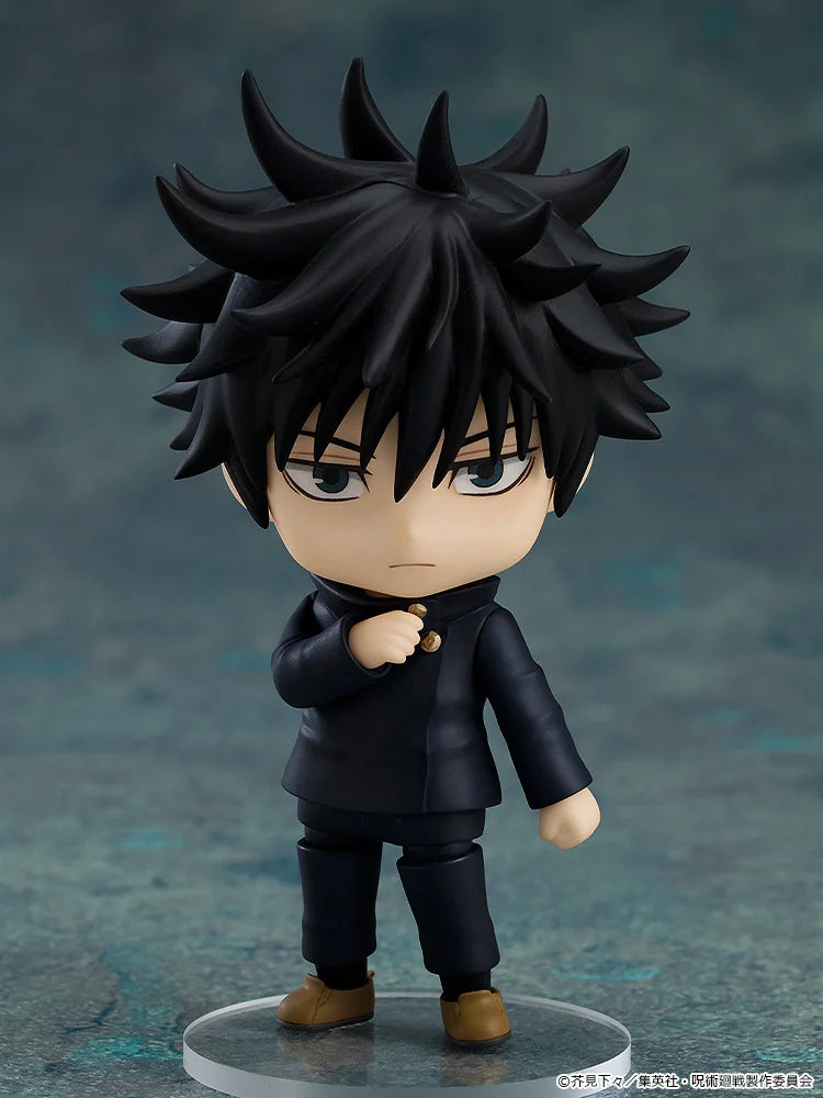 Black-haired figurine with spiky hair on a gray background Jujutsu Kaisen Nendoroid No. 1506 Nobara Kugisaki Authentic 10cm Chibi Action Figure – Straw Doll Technique Edition pose