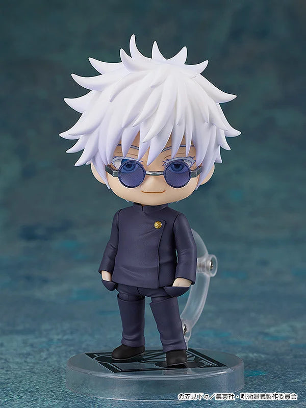 Action figure with white hair and glasses on a blue background Jujutsu Kaisen Nendoroid No. 2205 Satoru Gojo Authentic 10cm Chibi Action Figure