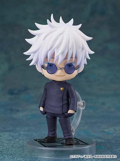 Action figure with white hair and glasses on a blue background Jujutsu Kaisen Nendoroid No. 2205 Satoru Gojo Authentic 10cm Chibi Action Figure