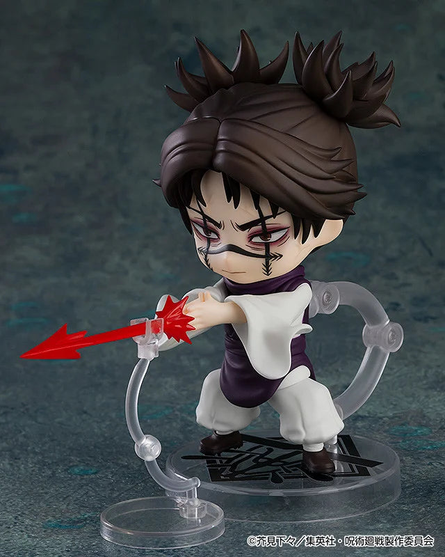 Action figure with spiky hair and a red weapon on a dark background Jujutsu Kaisen Nendoroid No. 2290 Choso Authentic 10cm Chibi Action Figure action