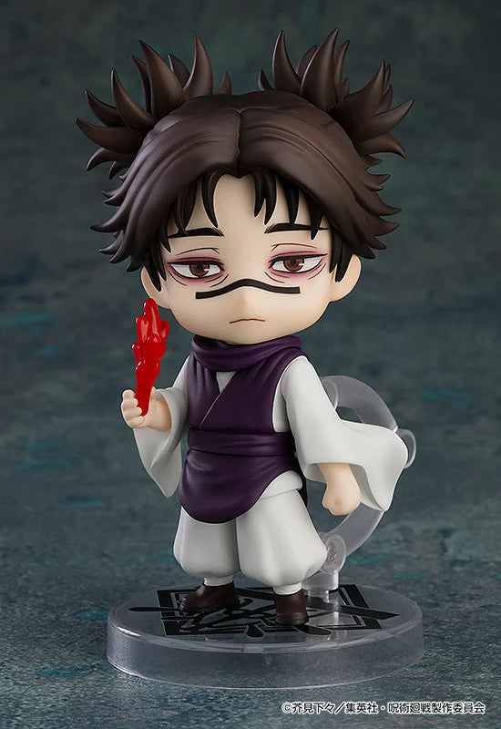 Character figurine with spiky hair and a red weapon on a dark background Jujutsu Kaisen Nendoroid No. 2290 Choso Authentic 10cm Chibi Action Figure