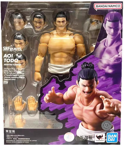 Action figure in packaging with Bandai Namco branding Jujutsu Kaisen S.H.Figuarts Aoi Todo Authentic 16cm Articulated Action Figure – Kyoto High Grade 1 Boogie Woogie Edition box