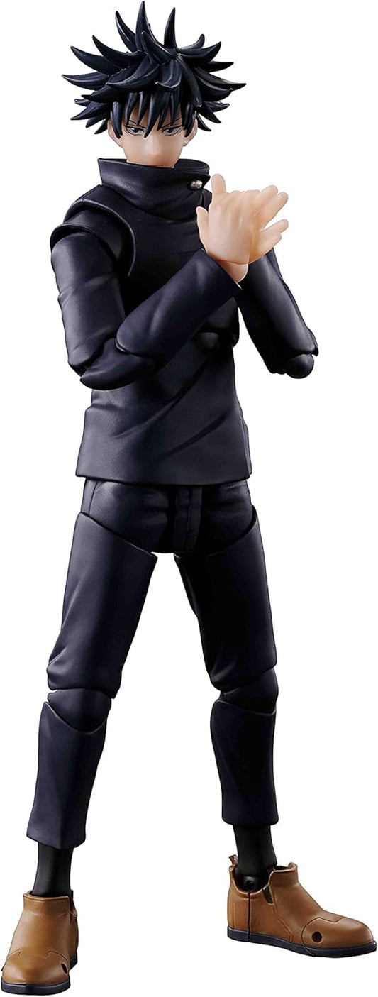 Action figure of a character in dark clothing with a white background Jujutsu Kaisen S.H.Figuarts Megumi Fushiguro Authentic 15cm Articulated Action Figure