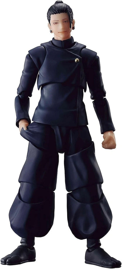 Black action figure in a dynamic pose on a white background Jujutsu Kaisen S.H.Figuarts Suguru Geto Authentic 15.5cm Articulated Action Figure – Tokyo Jujutsu High School Edition (Official Reissue)