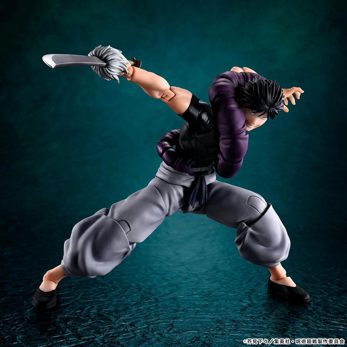 Action figure in dynamic pose with a sword on a dark background Jujutsu Kaisen S.H.Figuarts Toji Fushiguro Authentic 15cm Articulated Action Figure – Sorcerer Killer Hidden Inventory Edition