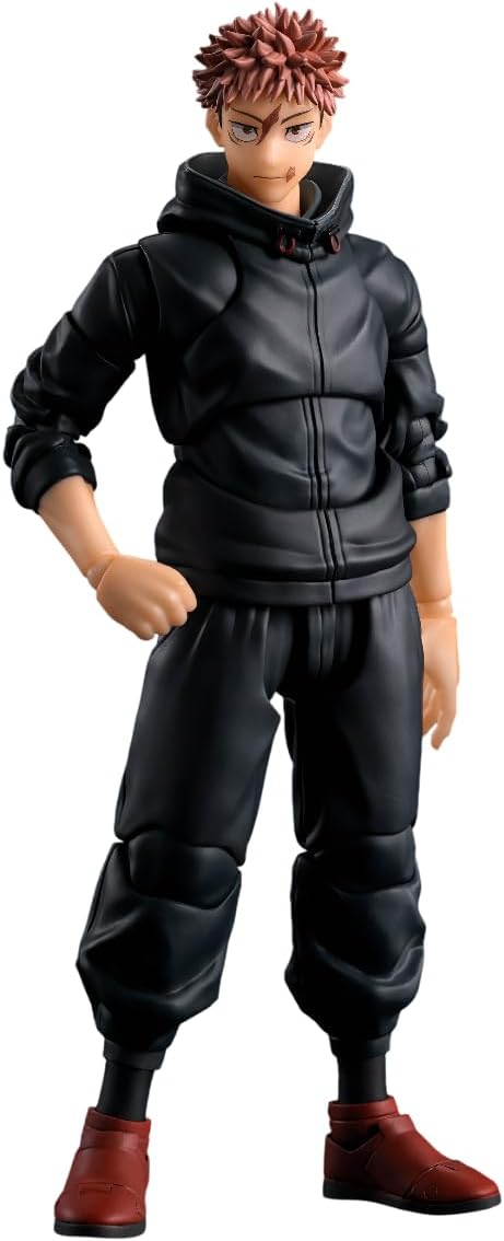 Action figure in black outfit with red shoes and hair Jujutsu Kaisen S.H.Figuarts Yuji Itadori Authentic 15cm Articulated Action Figure – Sukuna Vessel Edition