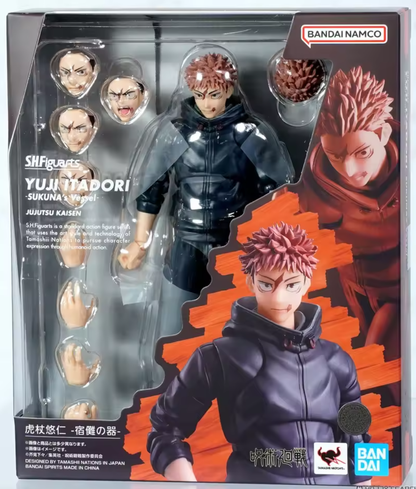 Action figure packaging with character images and Bandai Namco branding Jujutsu Kaisen S.H.Figuarts Yuji Itadori Authentic 15cm Articulated Action Figure – Sukuna Vessel Edition