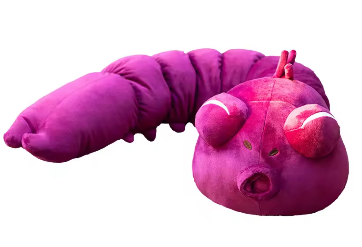 Purple caterpillar-shaped pillow on a white background Jujutsu Kaisen Toji Fushiguro Inventory Cursed Spirit Authentic Huggable Plush Doll – "Ugly Treasure" Special Grade Cosplay Companion & Room Decor Plush