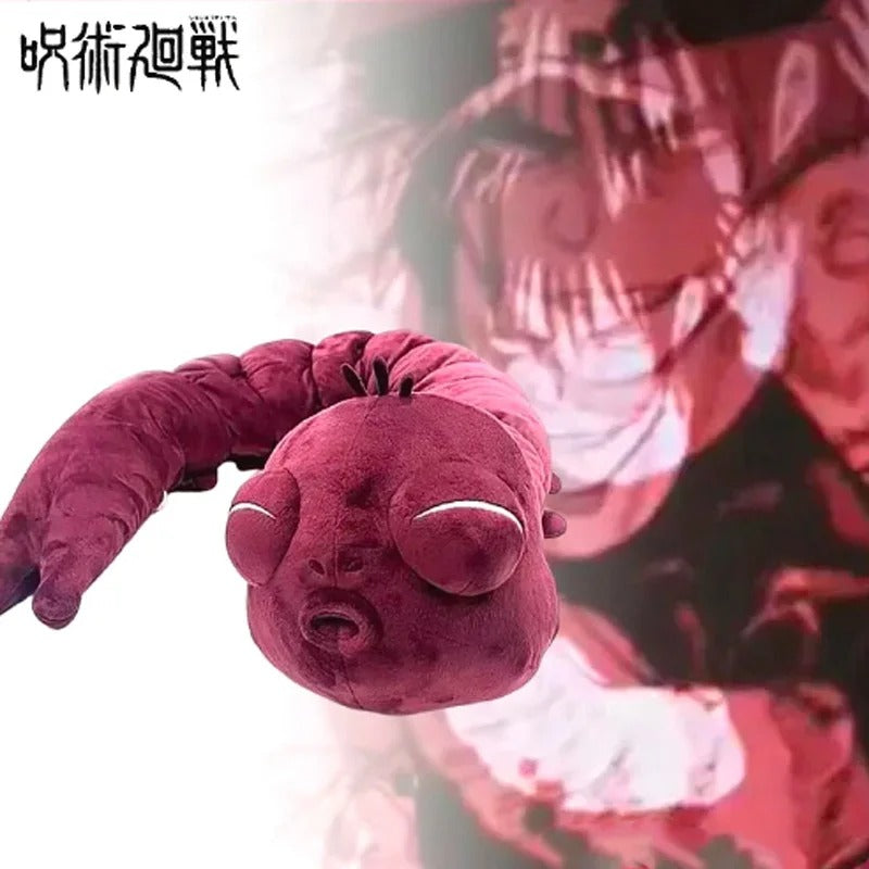 Plush toy shaped like a red creature with a blurred background Jujutsu Kaisen Toji Fushiguro Inventory Cursed Spirit Authentic Huggable Plush Doll – "Ugly Treasure" Special Grade Cosplay Companion & Room Decor Plush scene