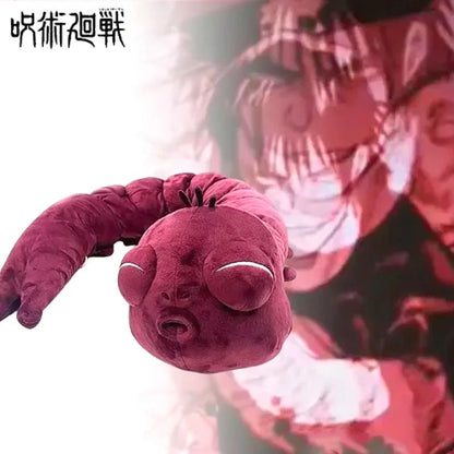 Plush toy shaped like a red creature with a blurred background Jujutsu Kaisen Toji Fushiguro Inventory Cursed Spirit Authentic Huggable Plush Doll – "Ugly Treasure" Special Grade Cosplay Companion & Room Decor Plush scene