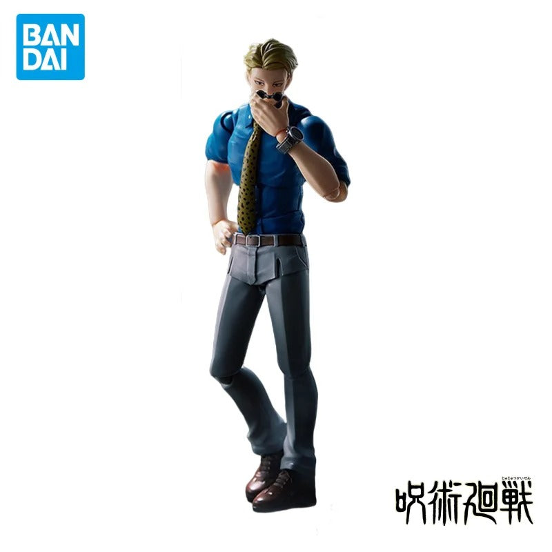 Action figure with Bandai logo on a white background Jujutsu Kaisen figma No. 570 Kento Nanami Authentic 15cm Articulated Action Figure – 7:3 Ratio Technique Edition by Max Factory pose