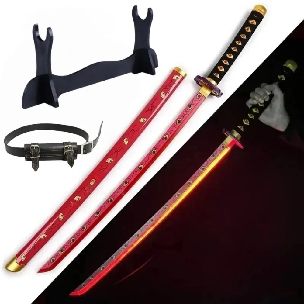 Demon Slayer 40-Inch Illuminated LED Bamboo Nichirin Katana Prop Replicas – Next-Gen USB-C Rechargeable Touch-Activated Cosplay & Display Series