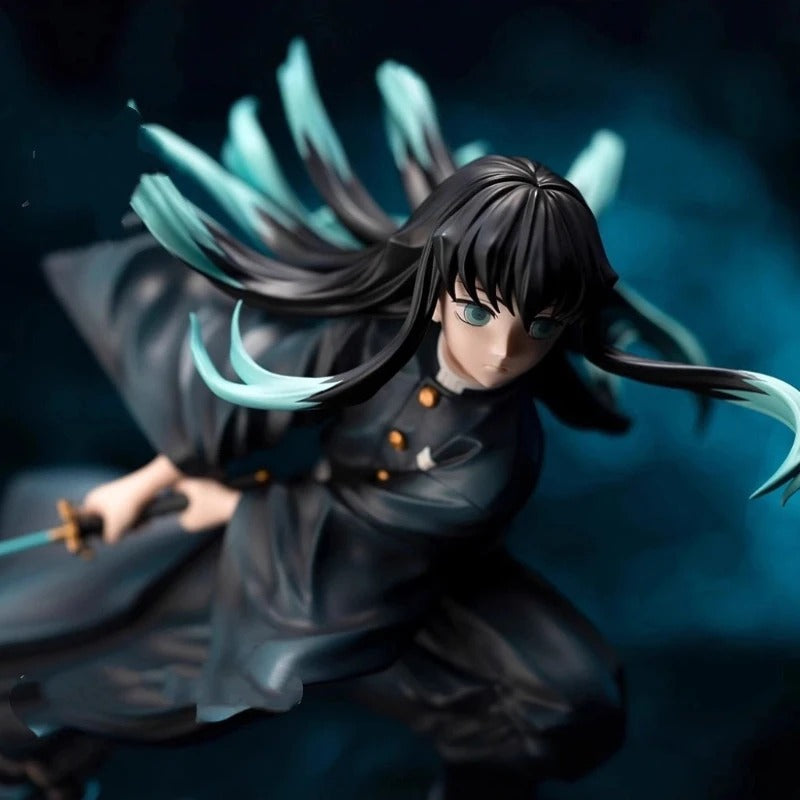 Animated character with black and teal hair in a dynamic pose against a dark background Kotobukiya ARTFX J Demon Slayer: Kimetsu no Yaiba Muichiro Tokito Authentic 1/8 Scale Premium Statue Figure – Mist Hashira Edition