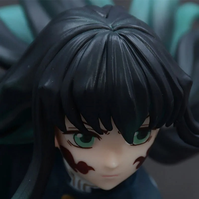 Close-up of a figurine with black hair and green eyes, wearing a dark outfit. Kotobukiya ARTFX J Demon Slayer: Kimetsu no Yaiba Muichiro Tokito Authentic 1/8 Scale Premium Statue Figure – Mist Hashira Edition