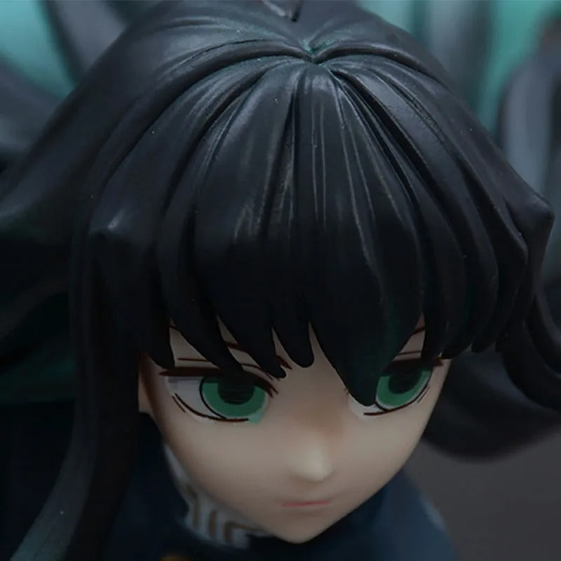 Close-up of a figurine with black hair and green eyes against a blurred background Kotobukiya ARTFX J Demon Slayer: Kimetsu no Yaiba Muichiro Tokito Authentic 1/8 Scale Premium Statue Figure – Mist Hashira Edition