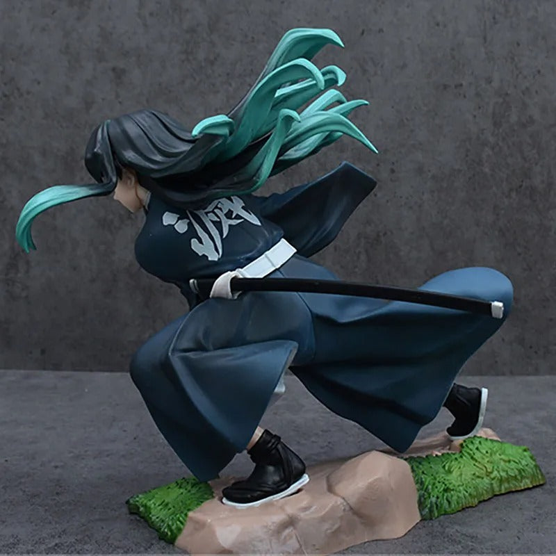 Anime character figurine in dynamic pose with a sword on a gray background Kotobukiya ARTFX J Demon Slayer: Kimetsu no Yaiba Muichiro Tokito Authentic 1/8 Scale Premium Statue Figure – Mist Hashira Edition
