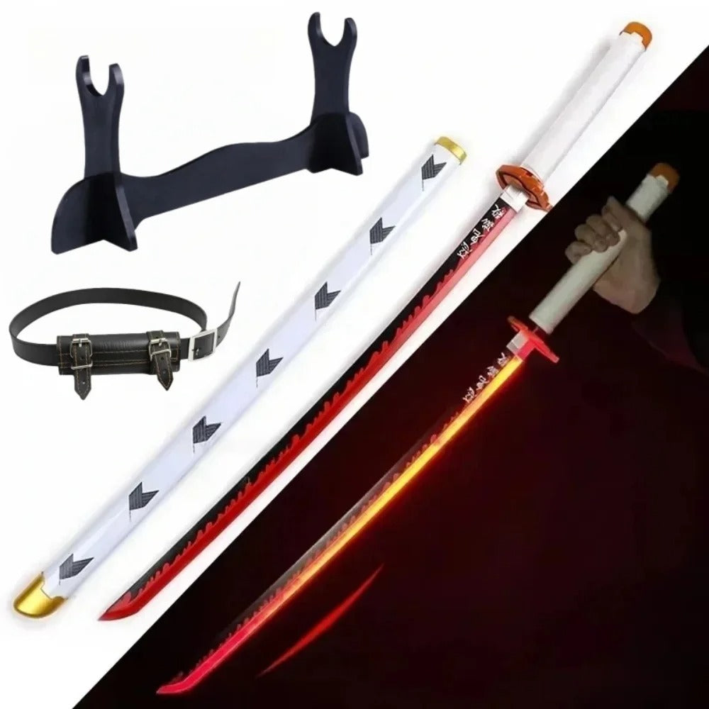 Demon Slayer 40-Inch Illuminated LED Bamboo Nichirin Katana Prop Replicas – Next-Gen USB-C Rechargeable Touch-Activated Cosplay & Display Series