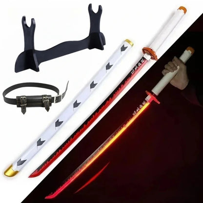 Demon Slayer 40-Inch Illuminated LED Bamboo Nichirin Katana Prop Replicas – Next-Gen USB-C Rechargeable Touch-Activated Cosplay & Display Series