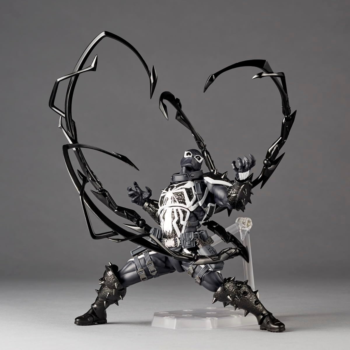 Comic book superhero figure with large wings on a gray background Marvel Amazing Yamaguchi Revoltech Agent Venom Authentic Action Figure