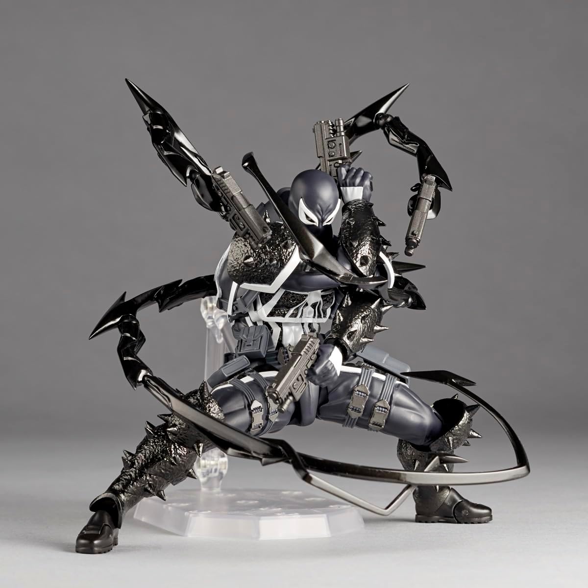Detailed action figure with a scorpion-like design on a gray background Marvel Amazing Yamaguchi Revoltech Agent Venom Authentic Action Figure