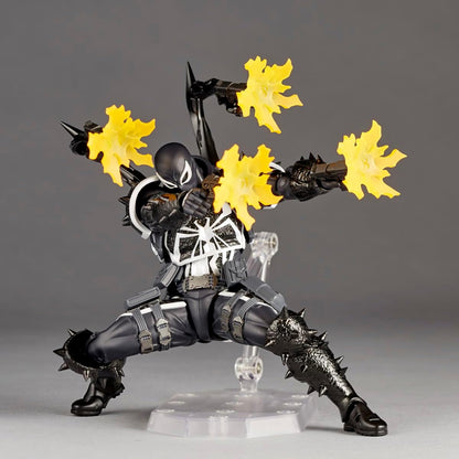 Action figure with black and yellow design on a gray background Marvel Amazing Yamaguchi Revoltech Agent Venom Authentic Action Figure