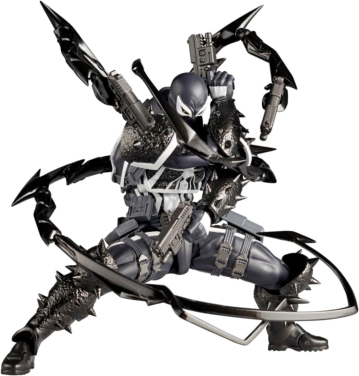 Action figure with a detailed costume and weapons on a white background Marvel Amazing Yamaguchi Revoltech Agent Venom Authentic Action Figure