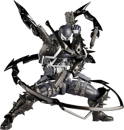 Action figure with a detailed costume and weapons on a white background Marvel Amazing Yamaguchi Revoltech Agent Venom Authentic Action Figure