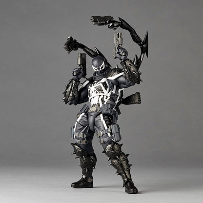 Action figure in detailed costume with weapons on a gray background Marvel Amazing Yamaguchi Revoltech Agent Venom Authentic Action Figure