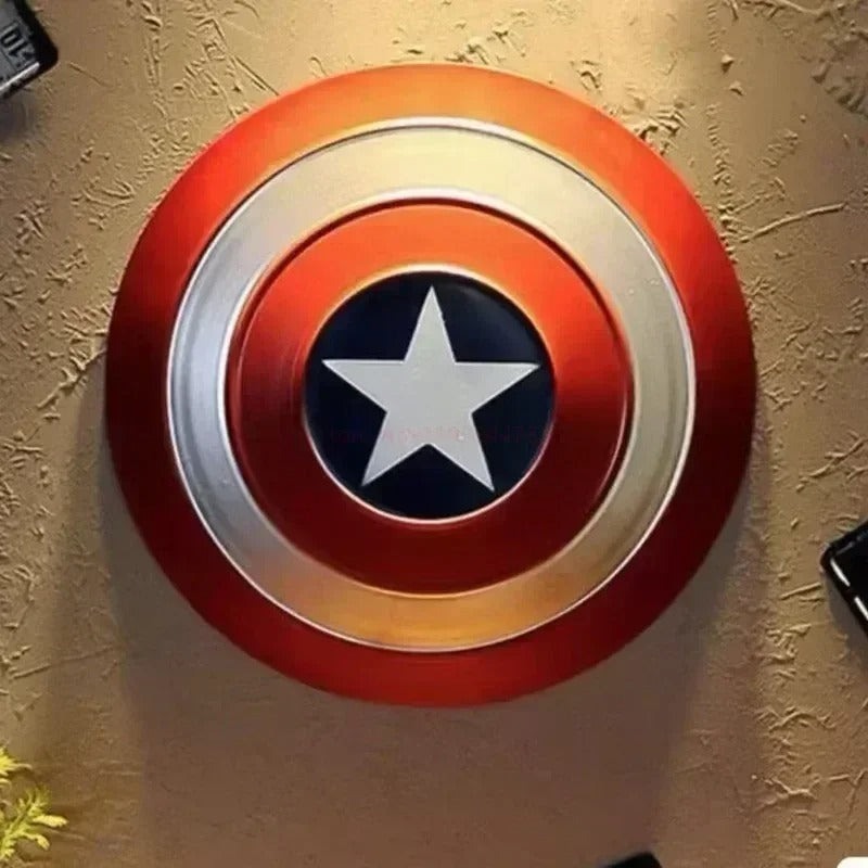 Captain America's shield on a textured wall Marvel Captain America 47.5cm Full Metal Prop Replica Shield