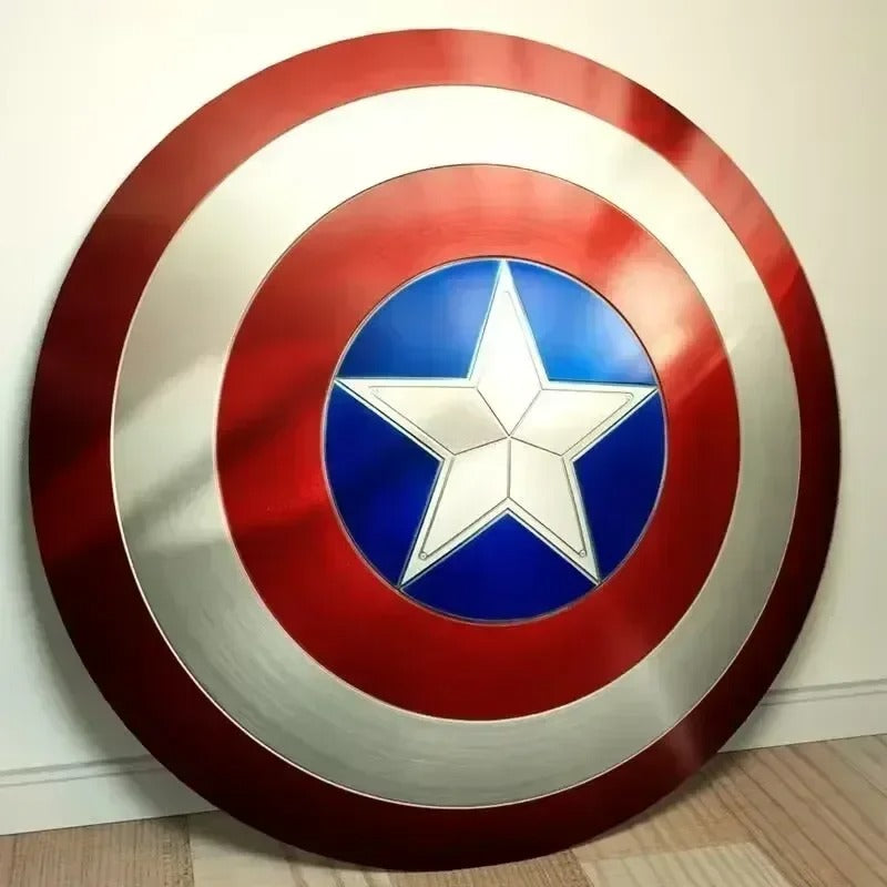 Captain America's shield with red, blue, and white colors on a light background Marvel Captain America 47.5cm Full Metal Prop Replica Shield