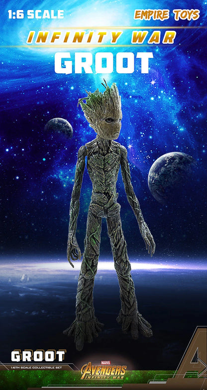 Groot figure from 'Avengers: Infinity War' with space background Marvel Guardians of the Galaxy Groot 1/6 Scale Premium Figure by Empire Toys