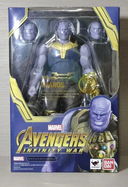 Action figure of Thanos from Marvel's Avengers Infinity War in packaging Marvel Studios Avengers: Infinity War Thanos S.H.Figuarts Action Figure by Bandai Tamashii Nations