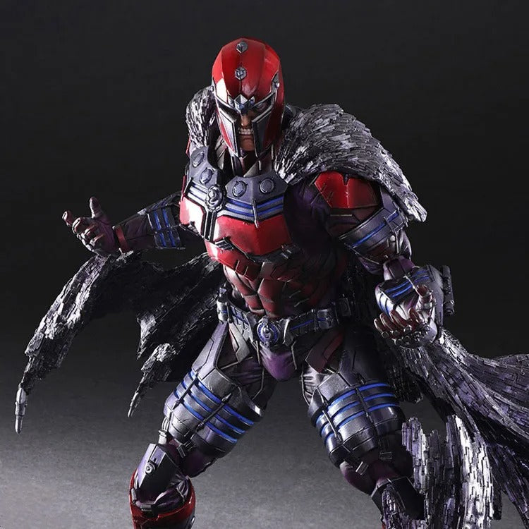 Action figure in red and gray armor with a dark background Marvel Universe Variant Play Arts Kai: Magneto 26cm Premium Action Figure by Square Enix