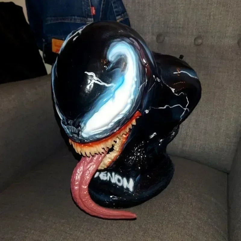 Venom mask with a long tongue on a gray surface Marvel Universe Venom 1:1 Scale Life-Size Premium Resin Collectible Bust