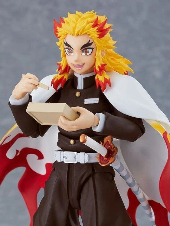 Max Factory figma Demon Slayer: Kimetsu no Yaiba: Kyojuro Rengoku Authentic Premium Articulated Action Figure – Flame Hashira Edition eating