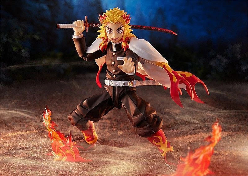 Max Factory figma Demon Slayer: Kimetsu no Yaiba: Kyojuro Rengoku Authentic Premium Articulated Action Figure – Flame Hashira Edition fight