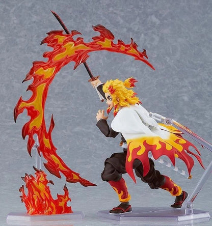 Max Factory figma Demon Slayer: Kimetsu no Yaiba: Kyojuro Rengoku Authentic Premium Articulated Action Figure – Flame Hashira Edition flame