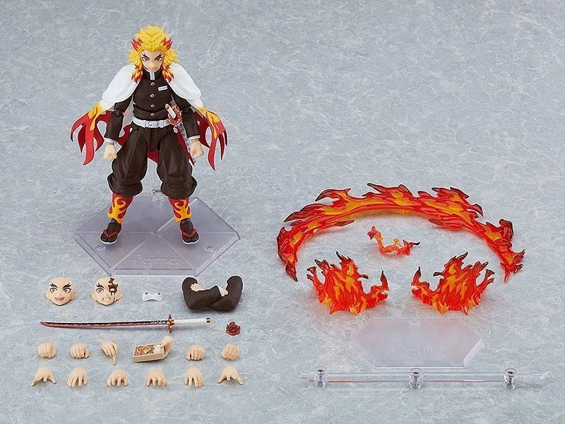 Max Factory figma Demon Slayer: Kimetsu no Yaiba: Kyojuro Rengoku Authentic Premium Articulated Action Figure – Flame Hashira Edition set