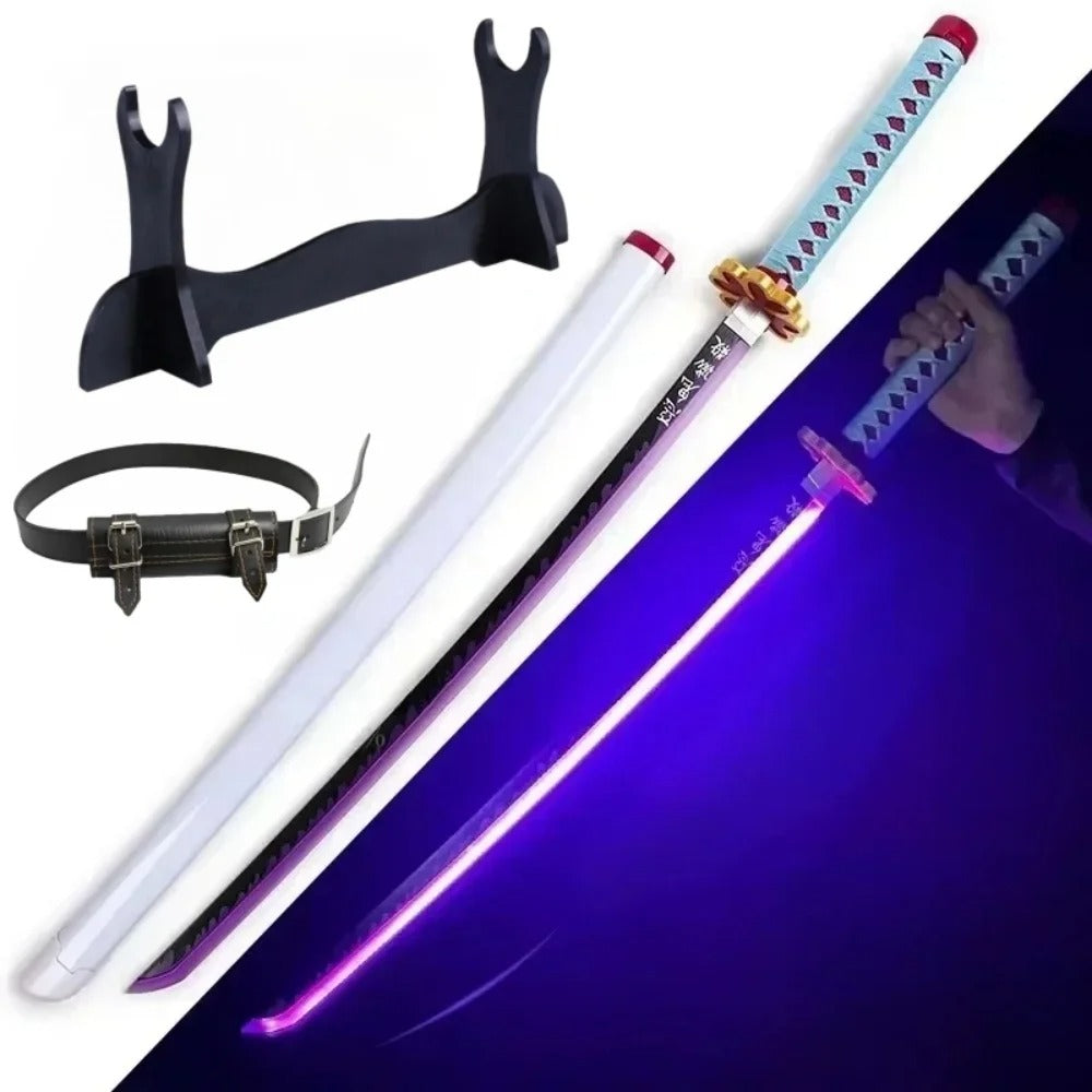 Demon Slayer 40-Inch Illuminated LED Bamboo Nichirin Katana Prop Replicas – Next-Gen USB-C Rechargeable Touch-Activated Cosplay & Display Series