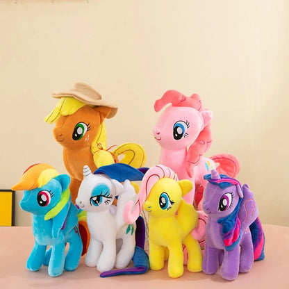 Set of colorful plush toy ponies on a beige background Official My Little Pony Pinkie Pie Premium Cotton Plush by Titantoons – Available in 8-Inch to 20-Inch