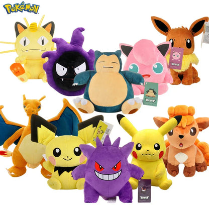 Collection of various Pokémon plush toys on a white background Official Pokémon Gengar Premium Cotton Plush by Titantoons – 9.5-Inch